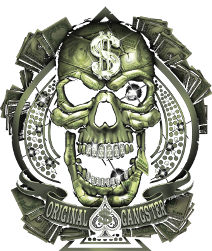 Original Gangster Skull Bling T-Shirt