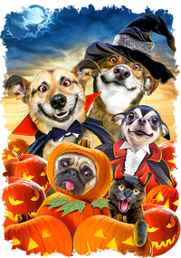 Halloween Dogs and Cats Selfie 2 USA-Made Doggie Bandana