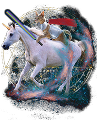 Cat Warrior Riding Unicorn Metallic Star Ornament