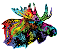 Neon Moose Colorful Animal Portrait T-Shirt