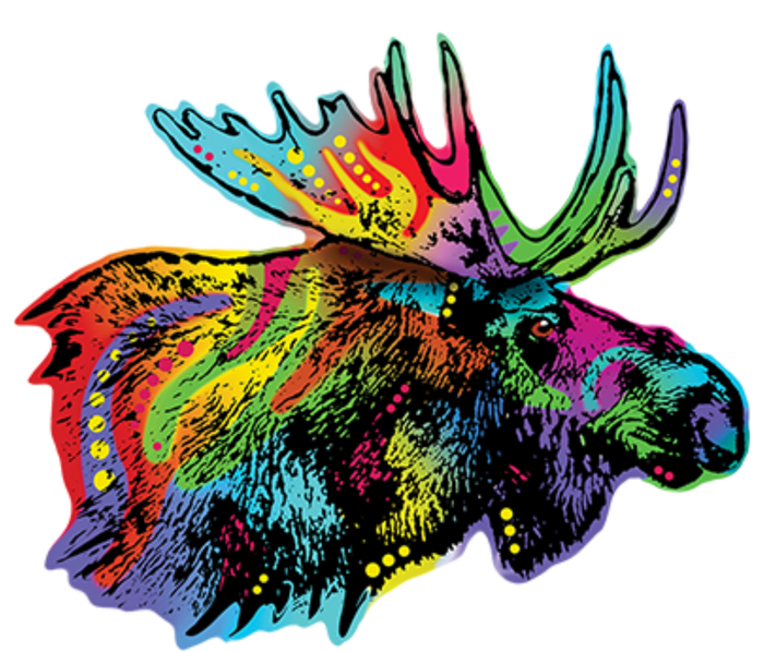 Neon Moose Colorful Animal Portrait T-Shirt