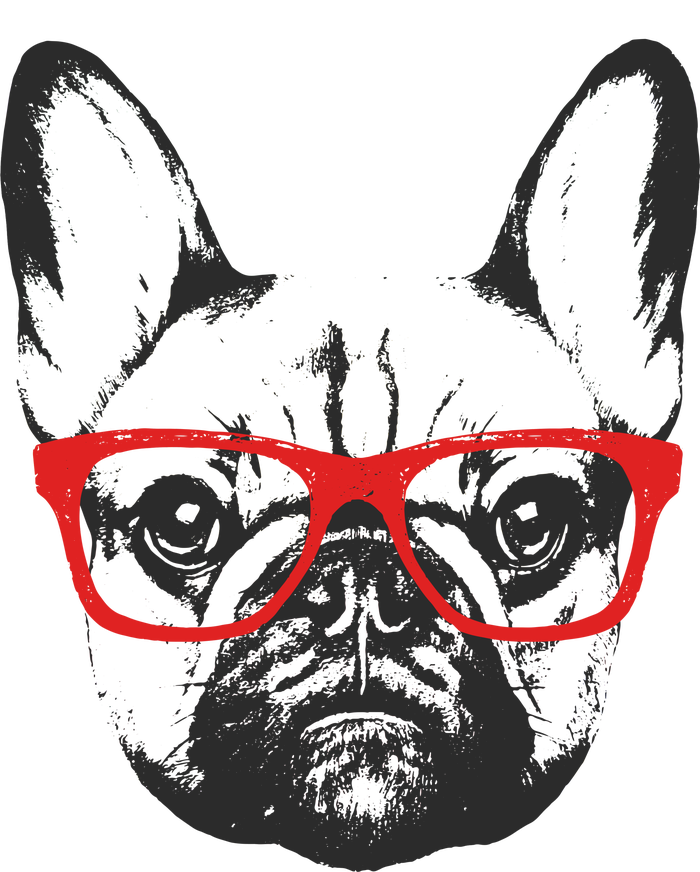 Portrait of French Bulldog with glasses Flat Bill Trucker Hat