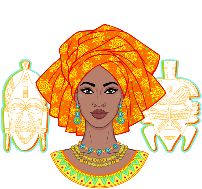 African Woman With Tribal Masks Women's T-Shirt