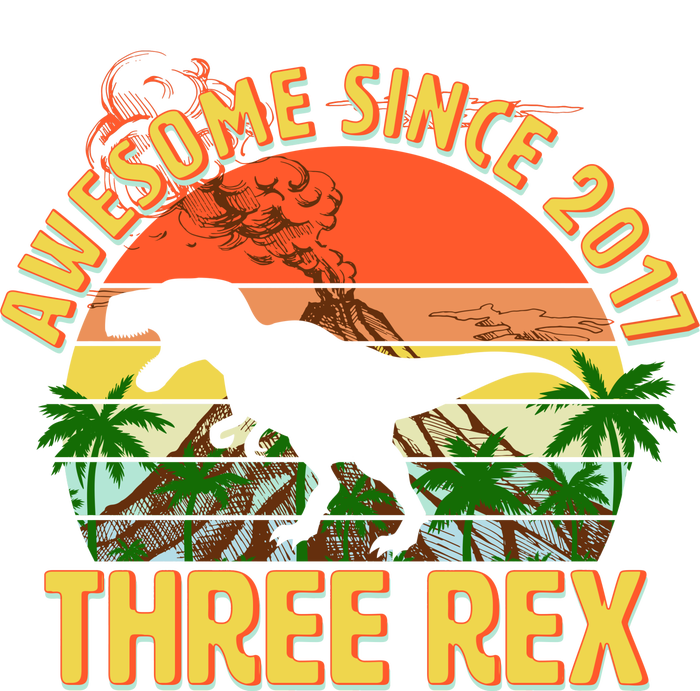 Awesome Since 2017 Tree Rex 3rd Birthday T-Shirt