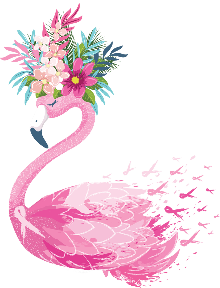 Breast Cancer Awareness Flamingo Floral Grommeted Golf Towel