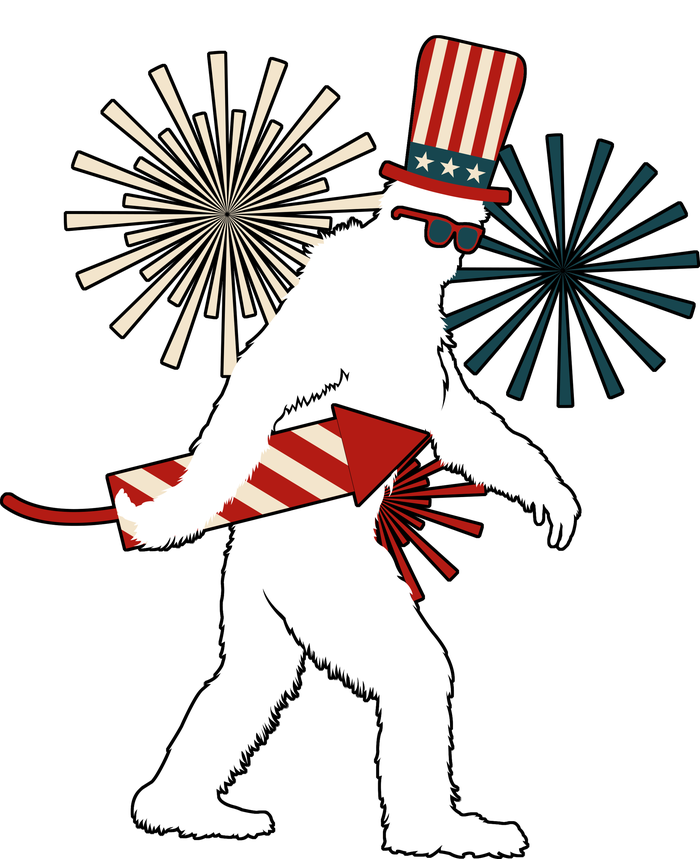 Patriotic Bigfoot Fireworks 4th of July T-Shirt