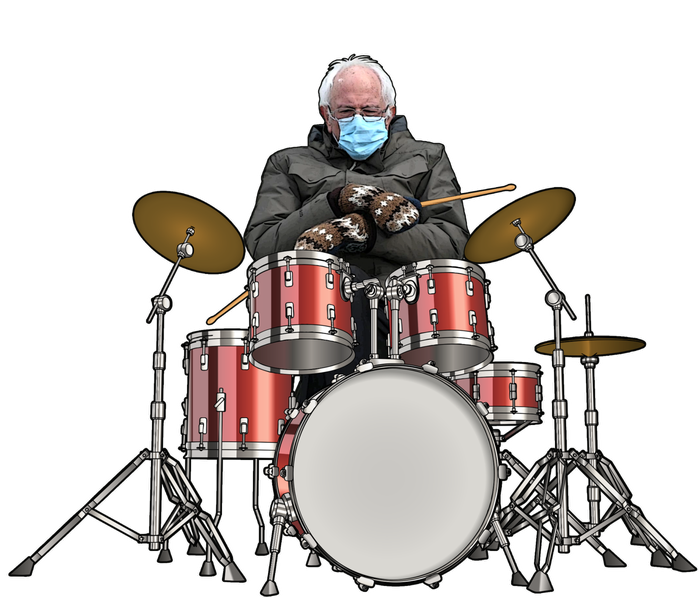 Funny Bernie Sanders Mittens Meme Drummer Women's T-Shirt