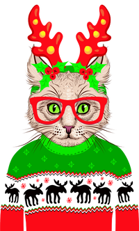 Funny Hipster Christmas Party Cat Button