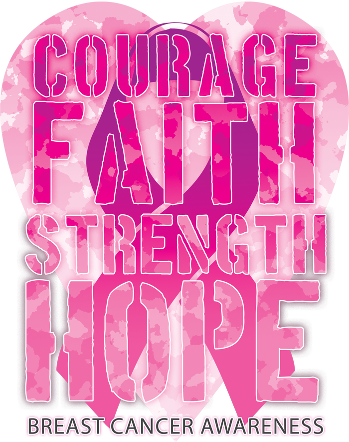 Courage Faith Strength Hope Breast Cancer Awareness Womens Funnel Neck Pullover Hood