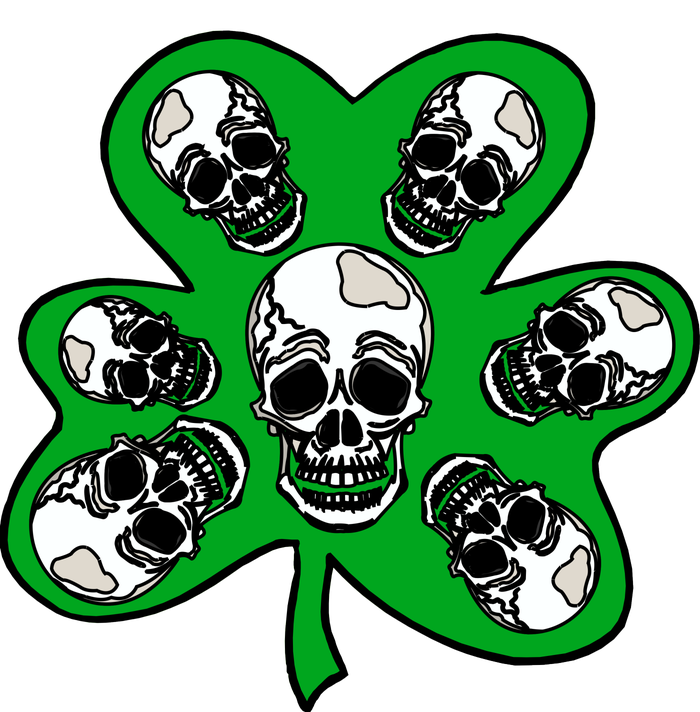 Irish Shamrock Clover Skulls Full Zip Hoodie