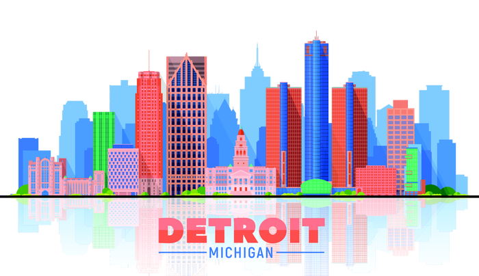 Detroit Skyline Abstract Sustainable Beanie