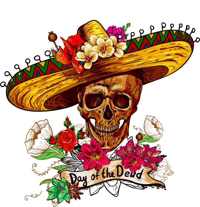 Day of the Dead Sugar Skull Sombrero Cooling Performance Crew T-Shirt