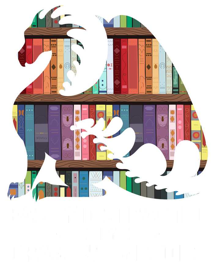 Easily Distracted By Dragons and Books Fantasy Book Lover Kids Sweatshirt