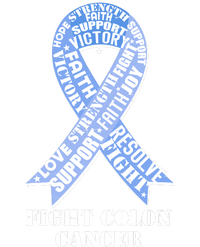 Fight Colon Cancer Resolve Support Faith Blue Ribbon V-Neck T-Shirt