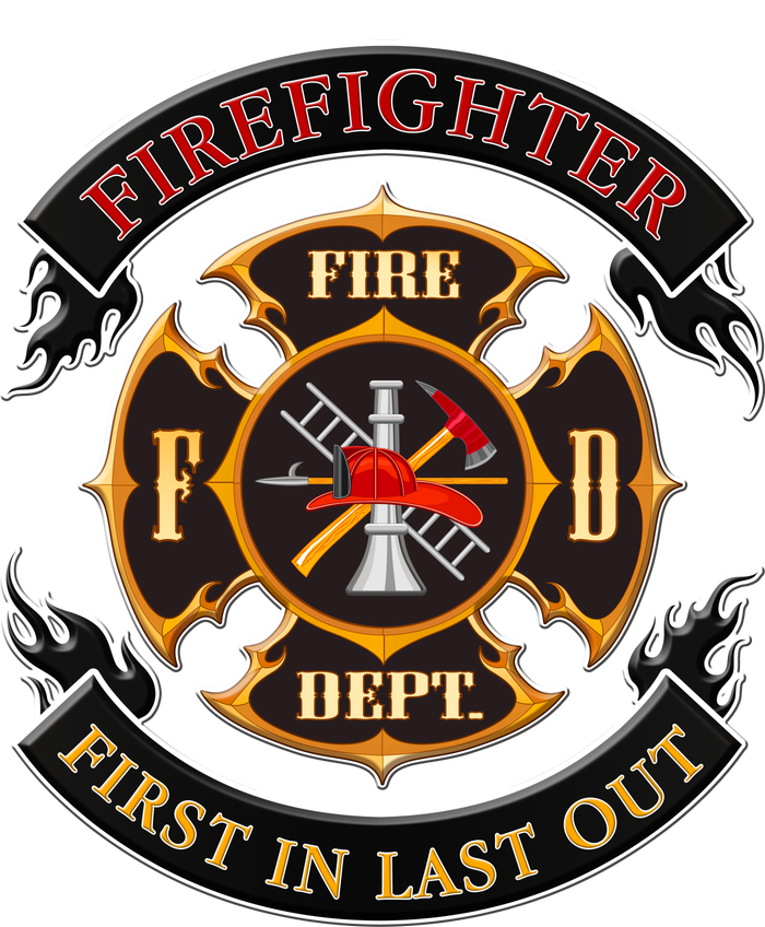 Firefighter Biker Logo First In Last Out Infant Baby Jersey Bodysuit