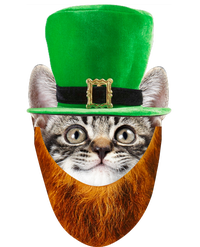 Happy St Catrick's Day Funny Cat Ginger Beard St Patrick's Day Full-Length Apron With Pockets