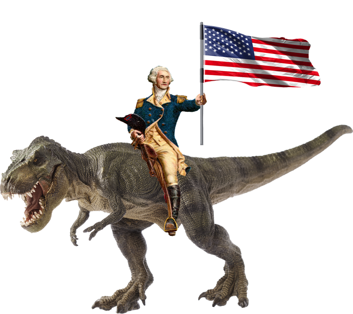 George Washington On A Dinosaur Women's T-Shirt