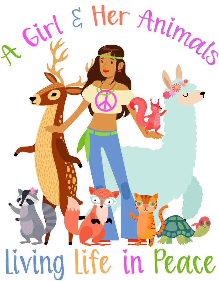 Hippie Girl And Her Animals Living Life Valucap Bio-Washed Visor