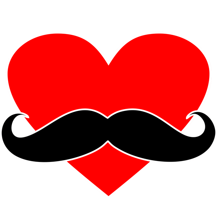 Heart Mustache Funny Valentine's Day Logo Button