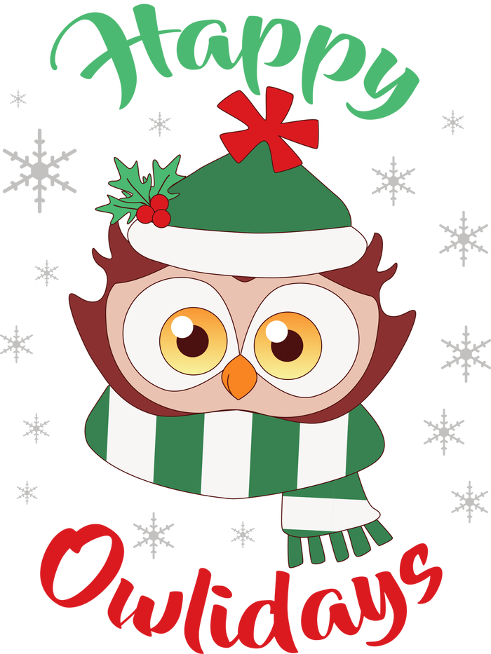 Owl Christmas Happy Owlidays Cropped Pullover Crew