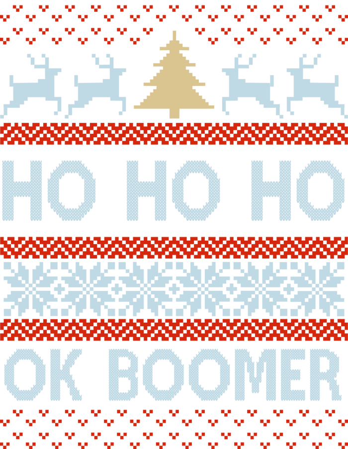 Ok Boomer Funny Ugly Christmas Sweater Ho Ho Ho  USA-Made Doggie Bandana