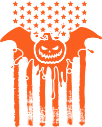 American Halloween Pumpkin Bat USA Flag T-Shirt