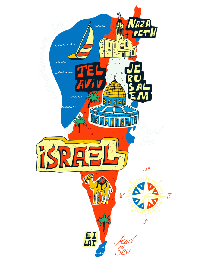 Israel Cartoon Map Kids T-Shirt