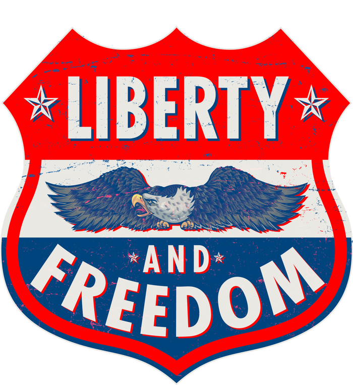 Liberty And Freedom US Eagle Road Sign Short Acrylic Beanie