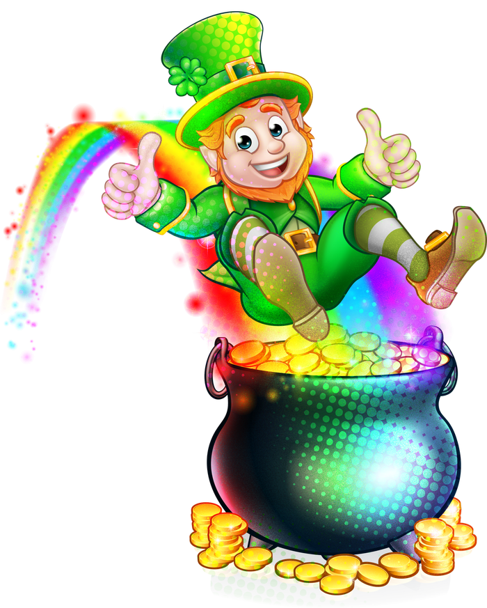 Rainbow Leprechaun Sliding Into A Pot Of  Gold Cooling Performance Crew T-Shirt