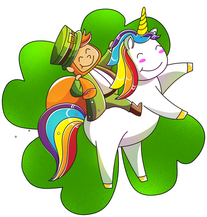 Cute Leprechaun Riding Unicorn Coaster