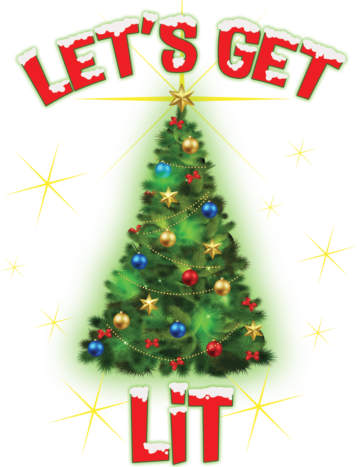 Let's Get Lit Christmas Tree V-Neck T-Shirt