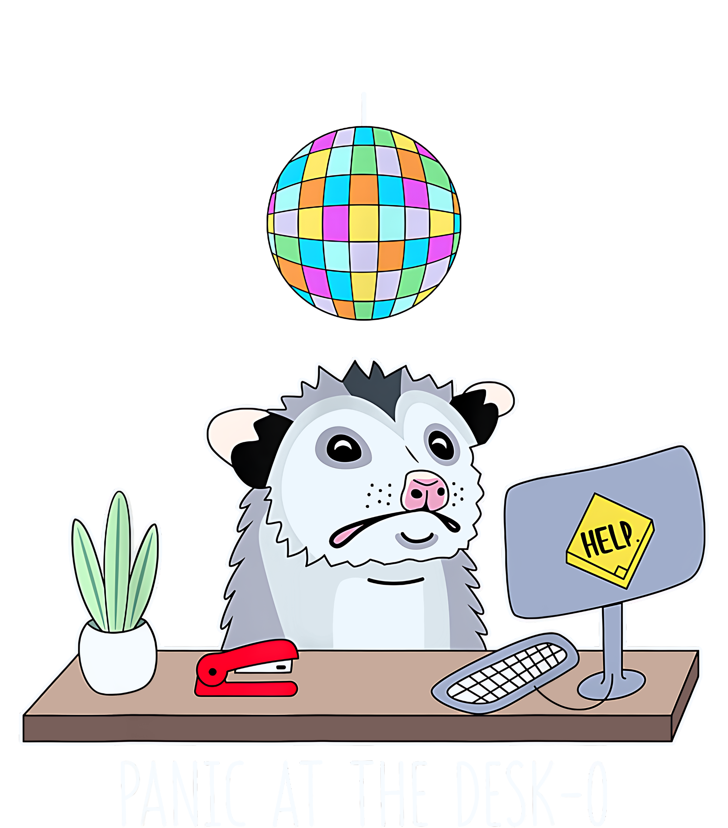 Panic At The Deskopossum Cute Funny Office Possum Anxiety Kids Sweatshirt