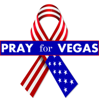 Pray For Vegas USA Flag Ribbon Women's V-Neck T-Shirt