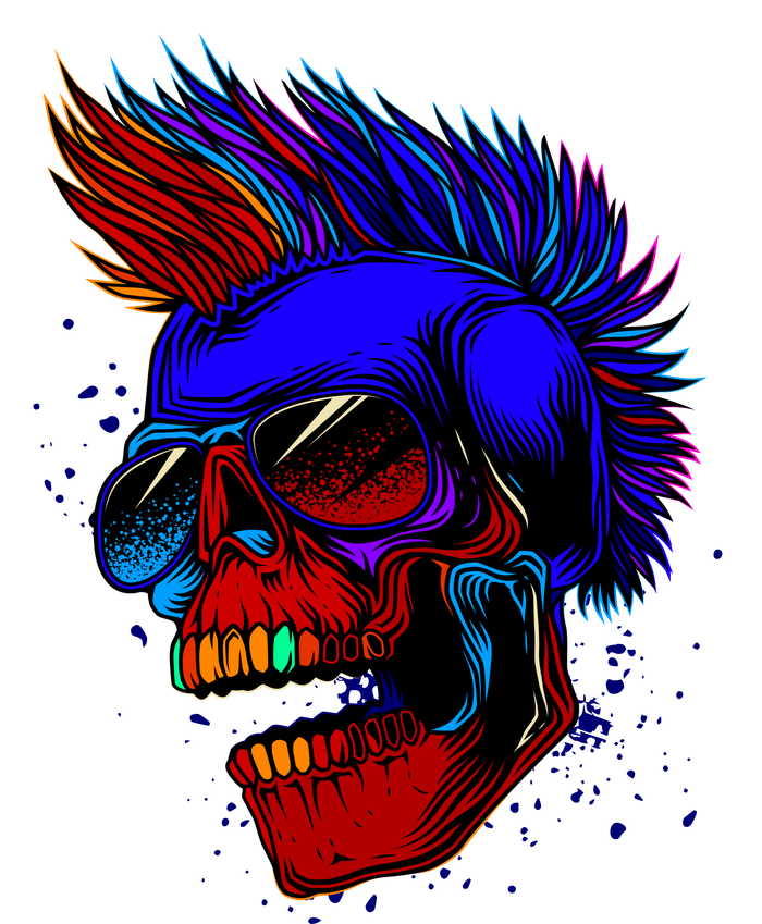 Punk Rock Neon Skull Head T-Shirt