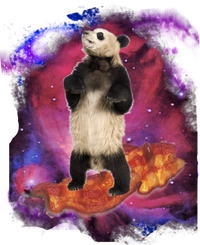 Panda Surfing Bacon In Space Button