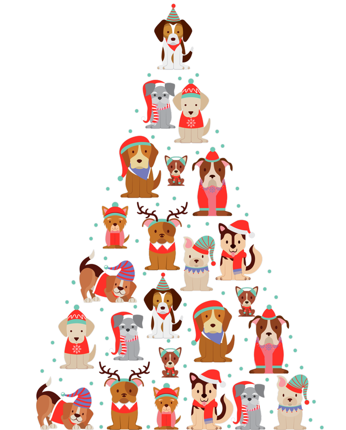 Cute Dogs Puppies Christmas Tree Tall Hoodie