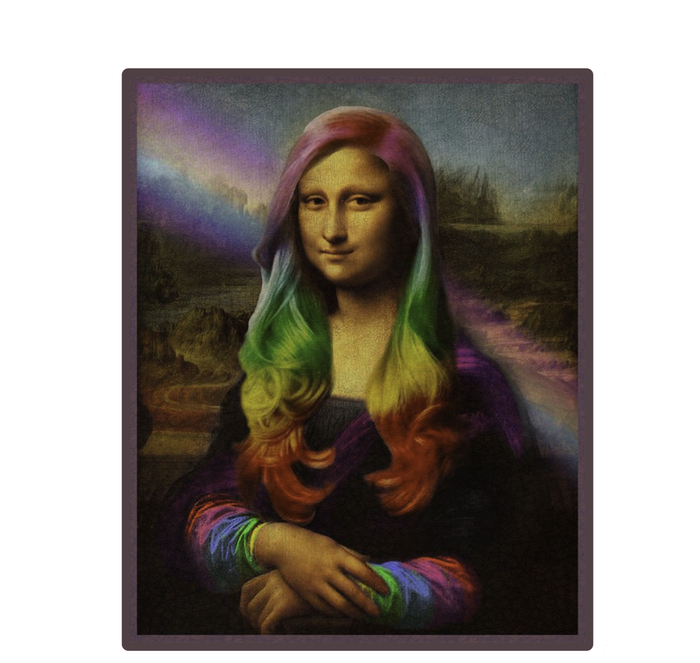 Rainbow Mona Lisa Art Painting Bella+Canvas Jersey Crop Tee