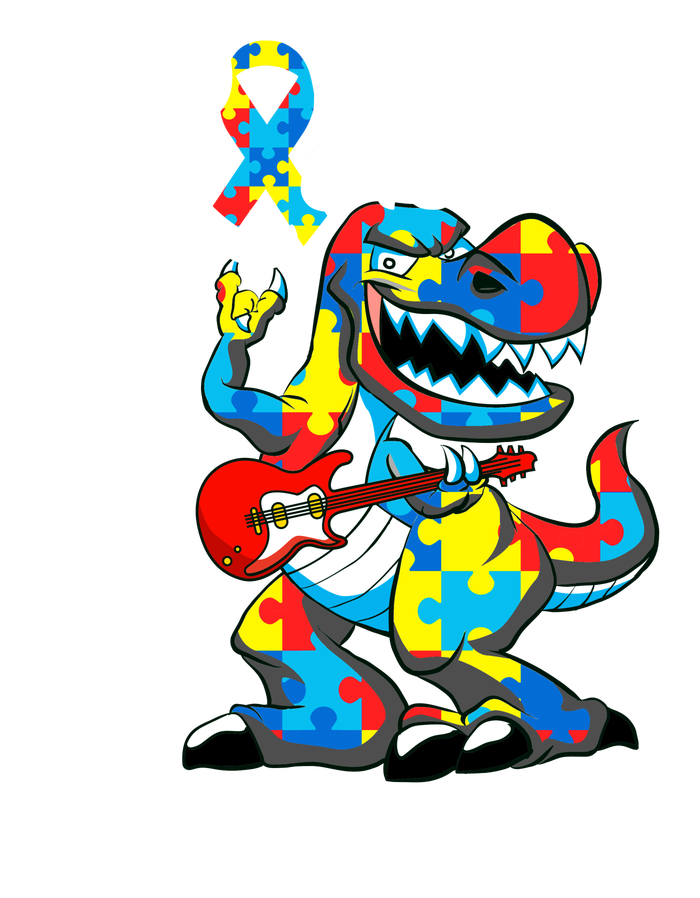 Rockin To A Different Tune Autism Dinosaur Kids Hoodie