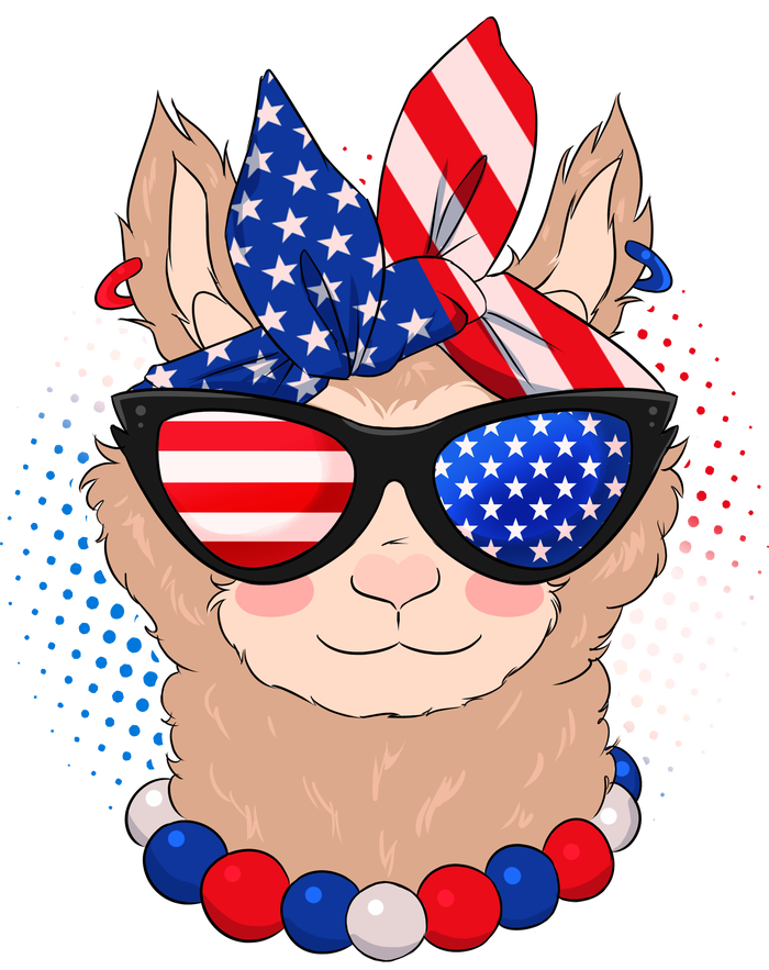 Cute USA Patriotic Llama Button