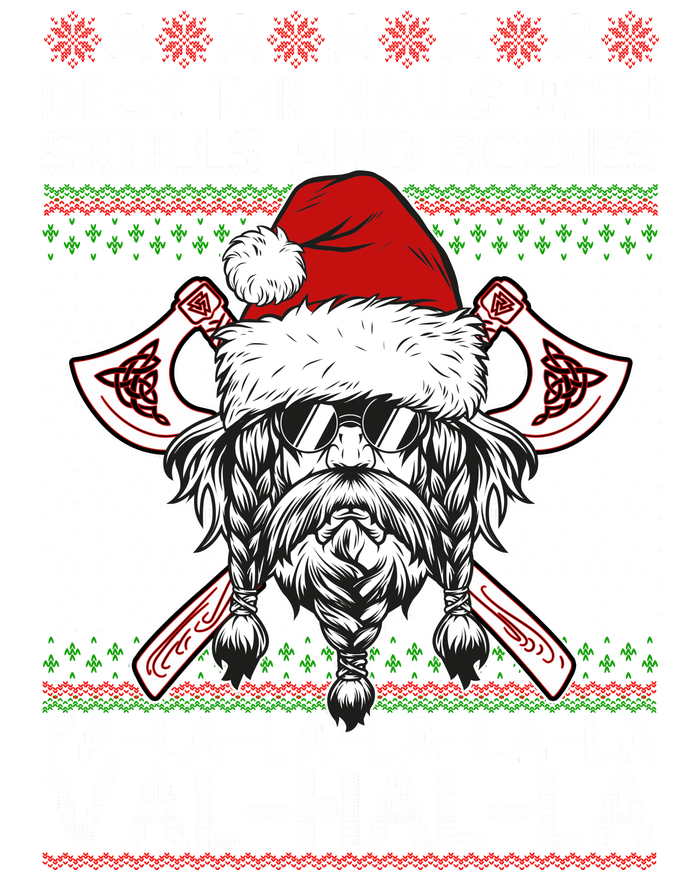 Deck The Halls Skulls Bodies Vikings Santa Ugly Christmas Sweater Cooling Performance Long Sleeve Crew