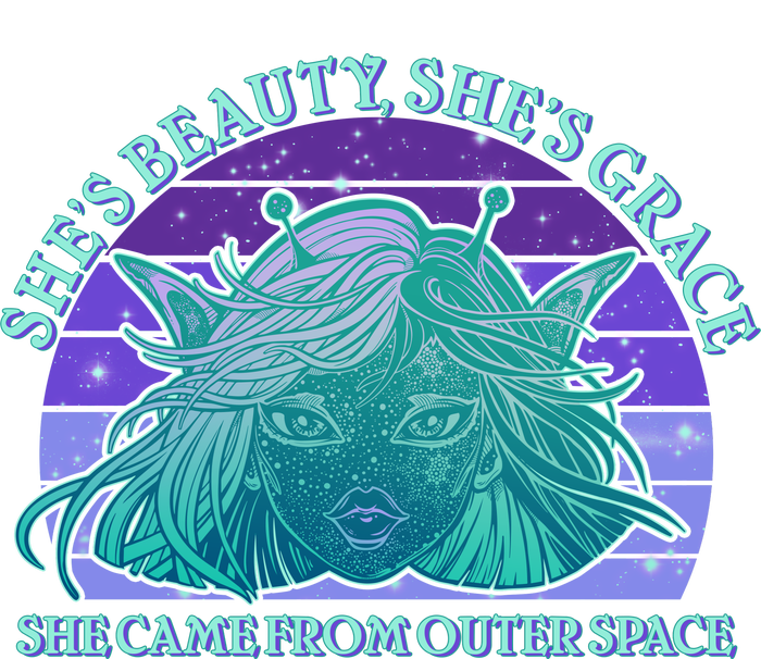 She's Beauty She's Grace She Came From Outer Space Women's V-Neck T-Shirt