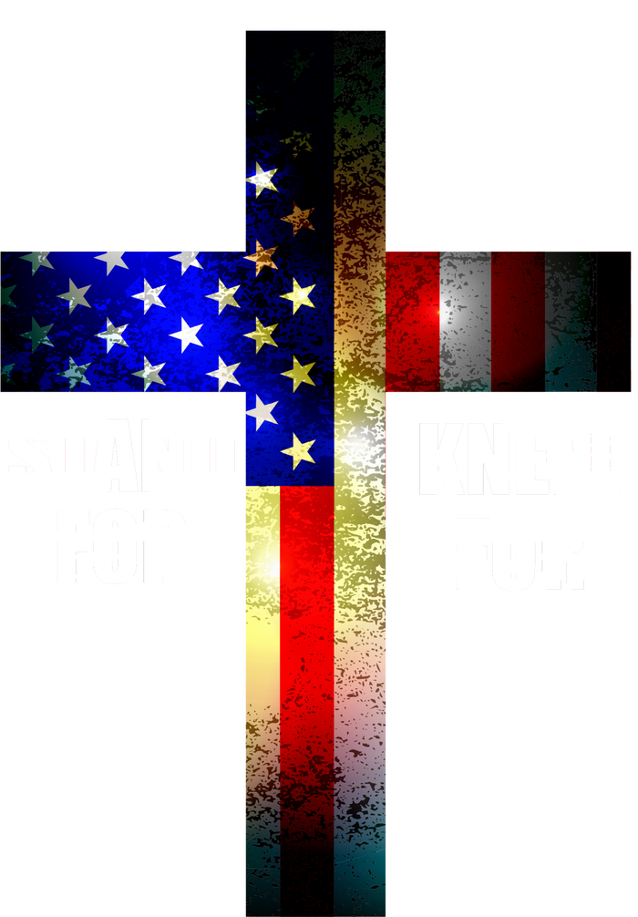 Stand For the Flag Kneel for the Cross USA FLAG Women's V-Neck T-Shirt