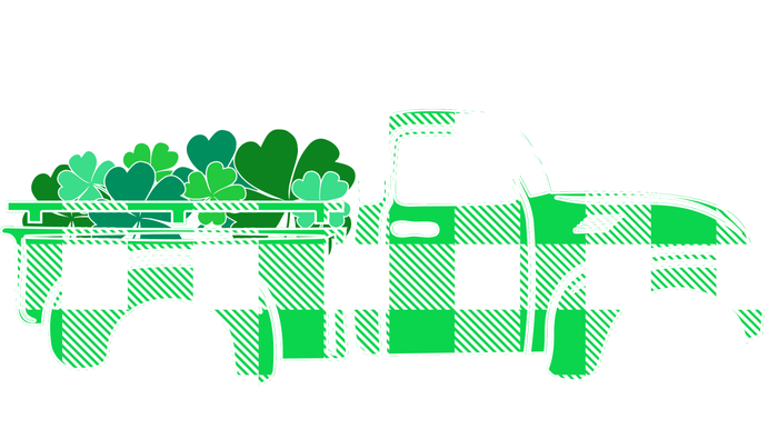 St Patrick's Day Truck Full of Clovers Striped Beanie with Solid Band