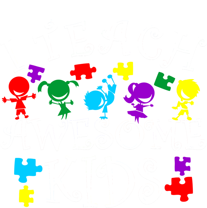 I Teach Awesome Kids Autism Awareness Teacher Women's V-Neck T-Shirt