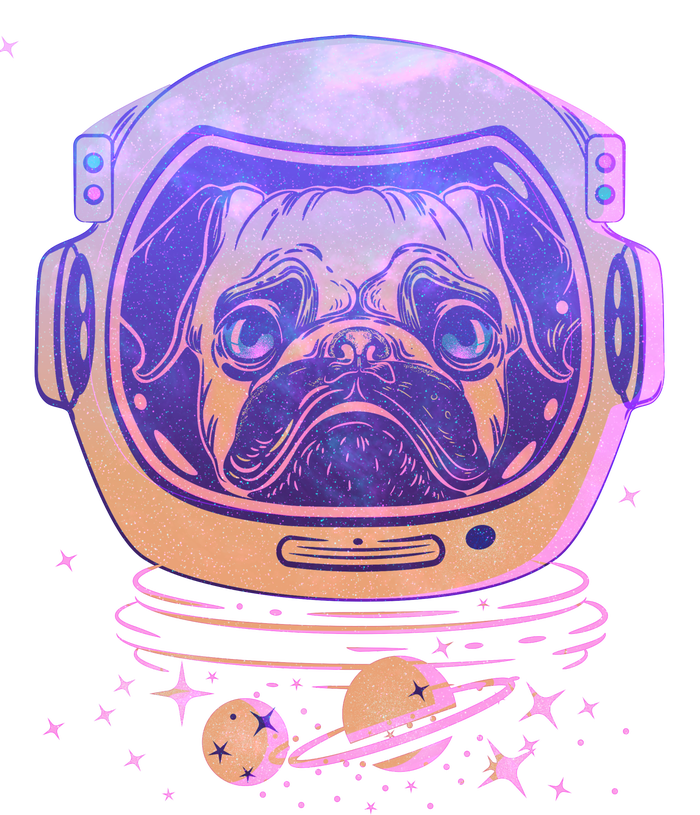 Trippy Space Colors Astronaut Pug Dog Silk Touch Performance Long Sleeve Polo