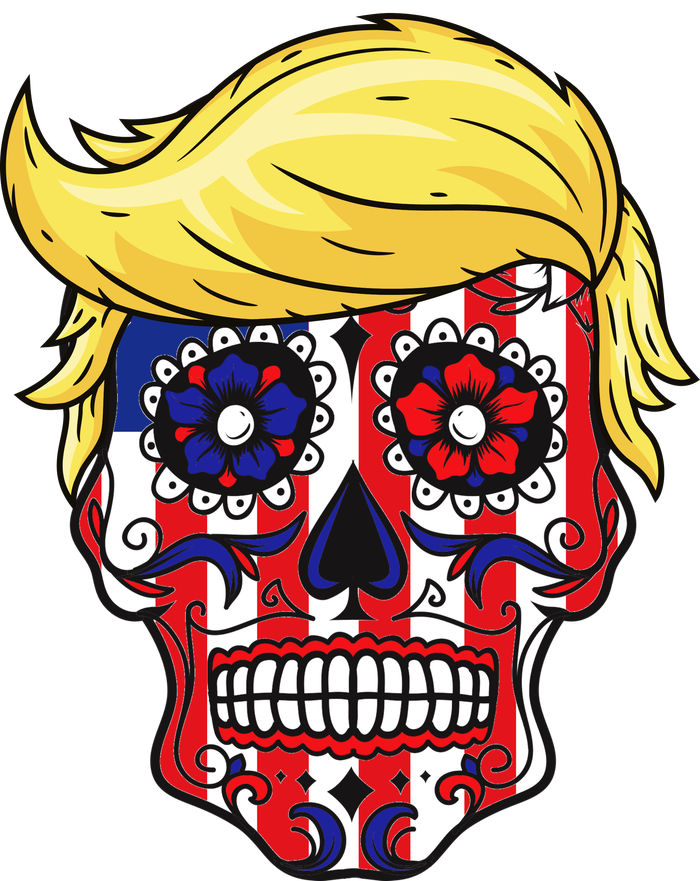 Patriotic Donald Trump Sugar Skull Tall Long Sleeve T-Shirt