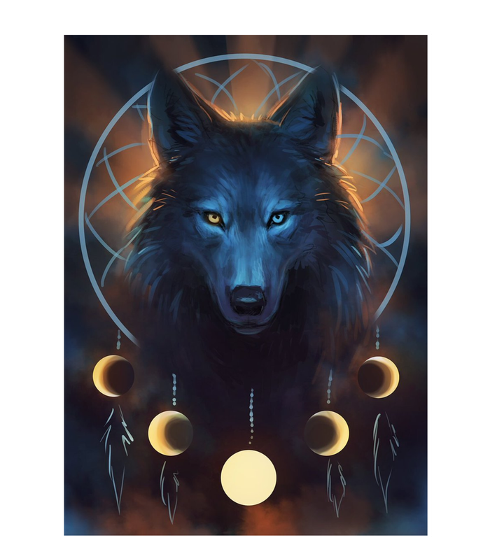 Wolf Dream Catcher Moon Phases  T-Shirt