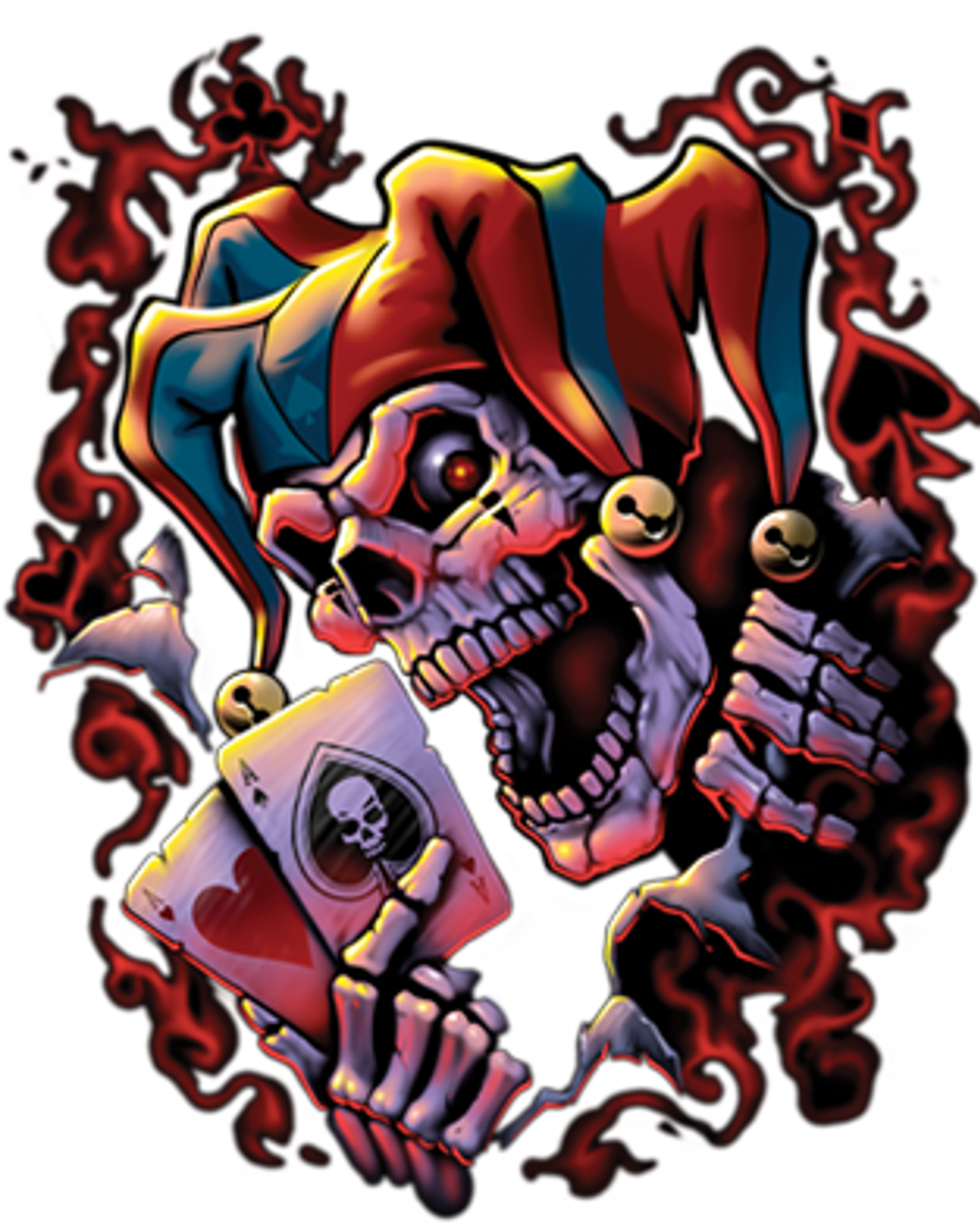 Wicked Skull Clown Jester Short Acrylic Beanie