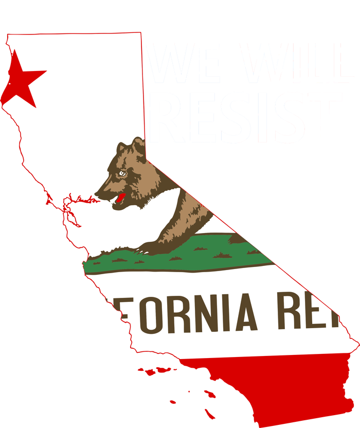 We Will Resist. California Flag Resistance Anti Trump Yupoong Adult 5-Panel Trucker Hat