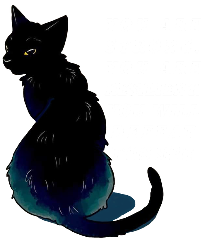 You Are Strong Resilient You Will Defeat This Shit Cat Striped Beanie with Solid Band